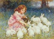 Frederick Morgan Feeding the Rabbits Sweden oil painting artist